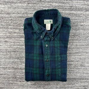 L.L. Bean Mens Flannel Plaid Button-Down Shirt Size XL